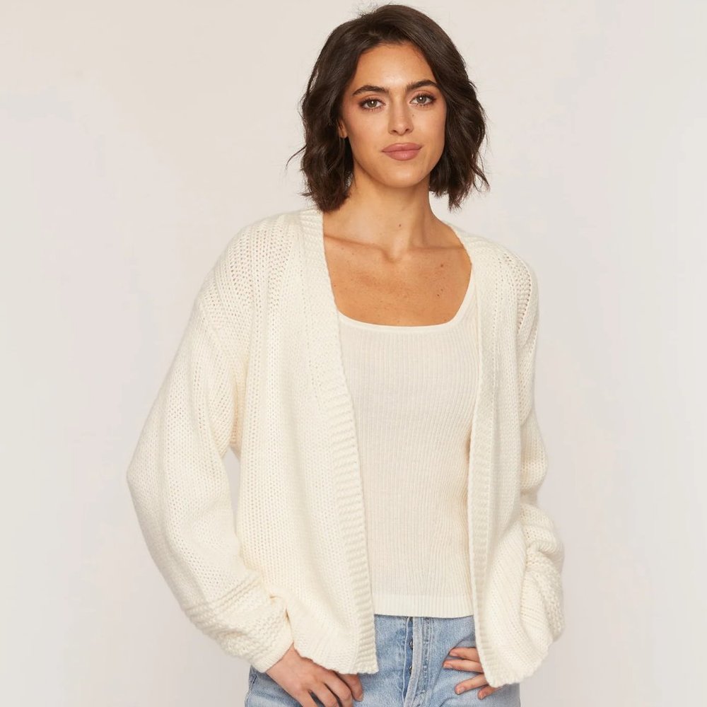 NWOT - The Cashmere Project - White Chunky Open Cardigan - Sz S